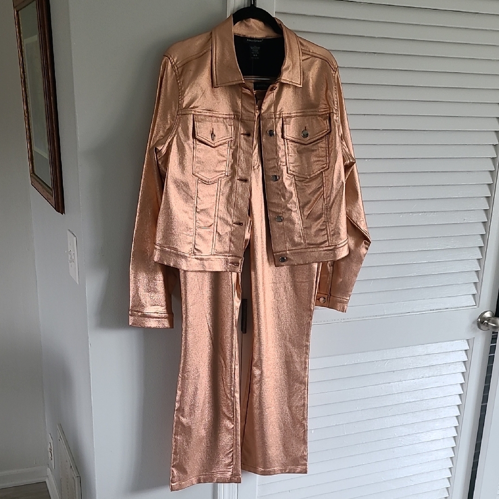 Shiny Rose Gold Jacket and Pants Set